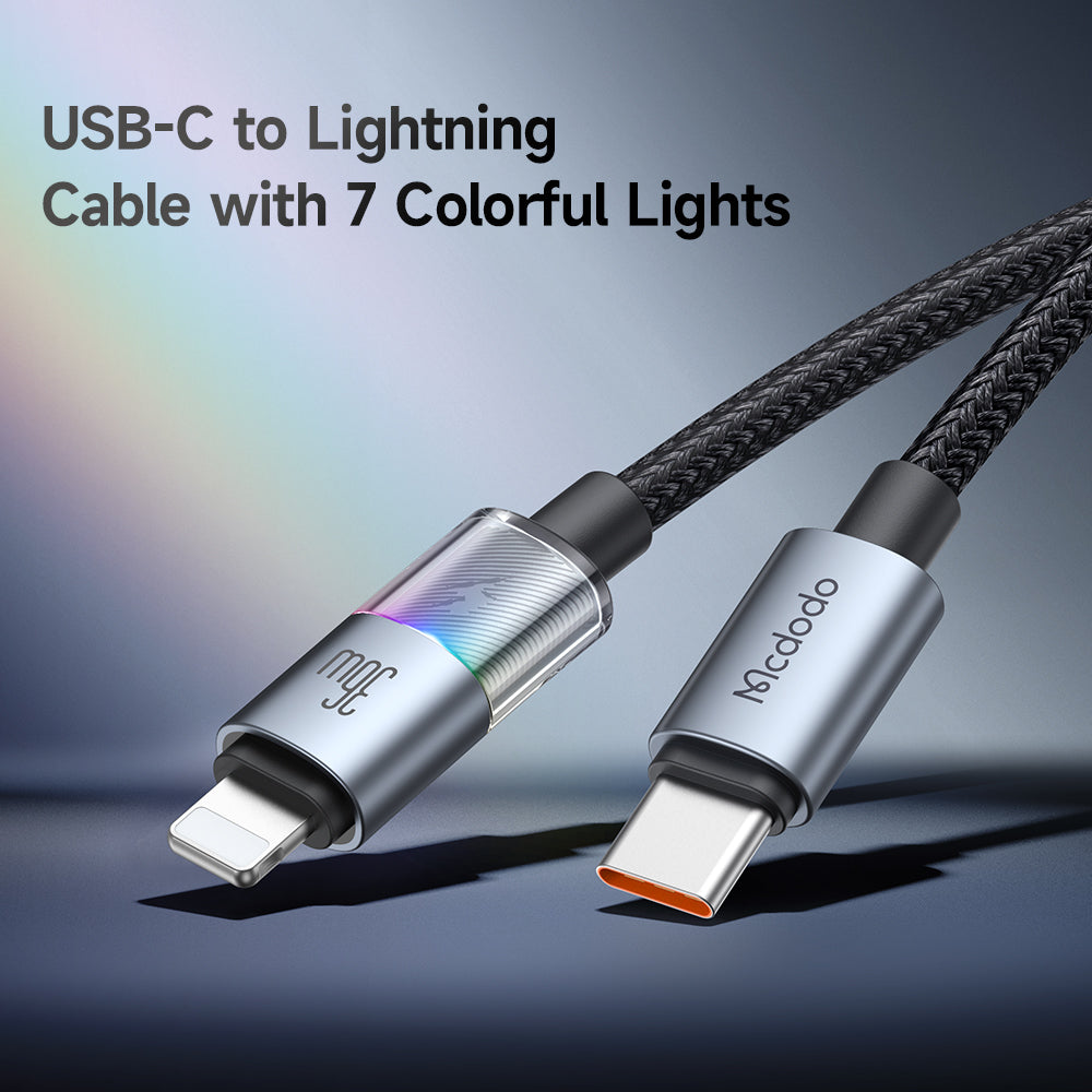 Mcdodo CA-8190 USB-C σε Lightning Καλώδιο 36W 1.2m με LED - Black