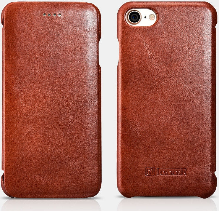 iCarer Vintage Series Curved Edge - Δερμάτινη Θήκη Apple iPhone SE 2022 / 2020 / 8 / 7 - Brown (RIP701-BN)