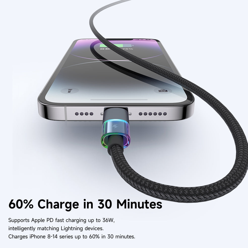Mcdodo CA-8190 USB-C σε Lightning Καλώδιο 36W 1.2m με LED - Black