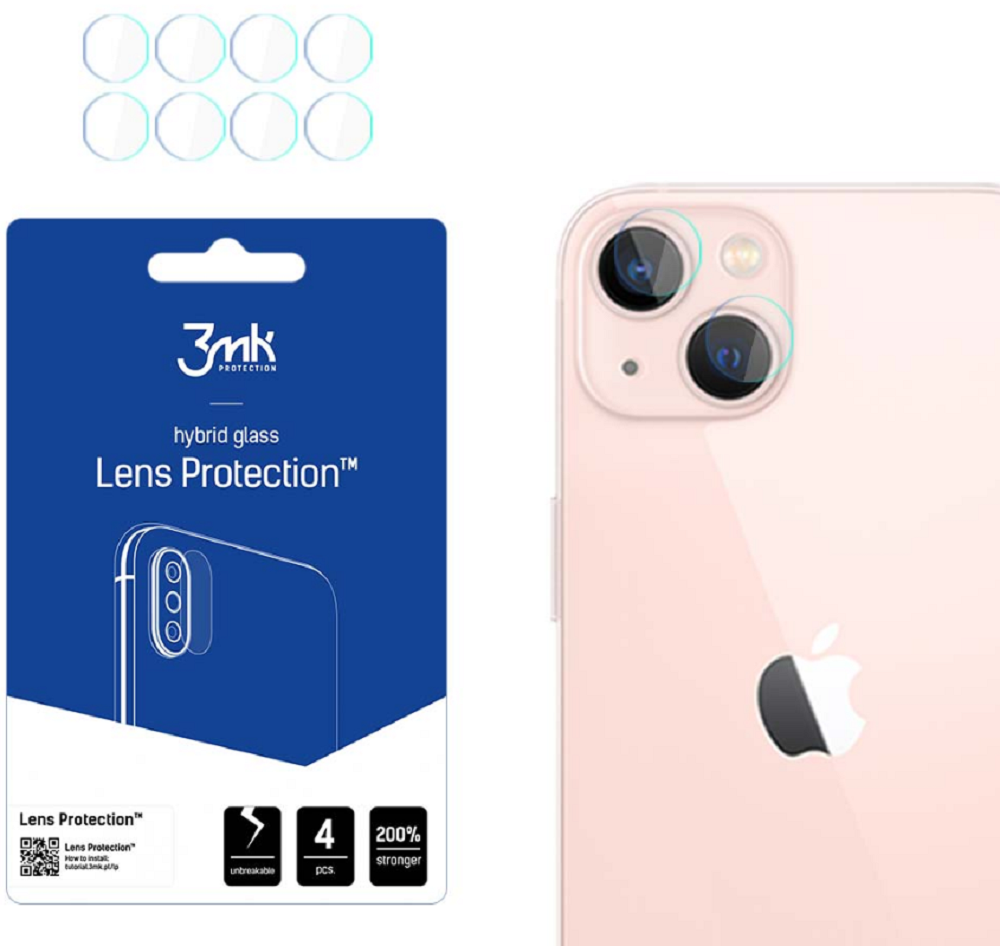 3MK Hybrid Glass Camera Protector - Αντιχαρακτικό Υβριδικό Προστατευτικό Γυαλί για Φακό Κάμερας Apple iPhone 14 - 4 Τεμάχια (