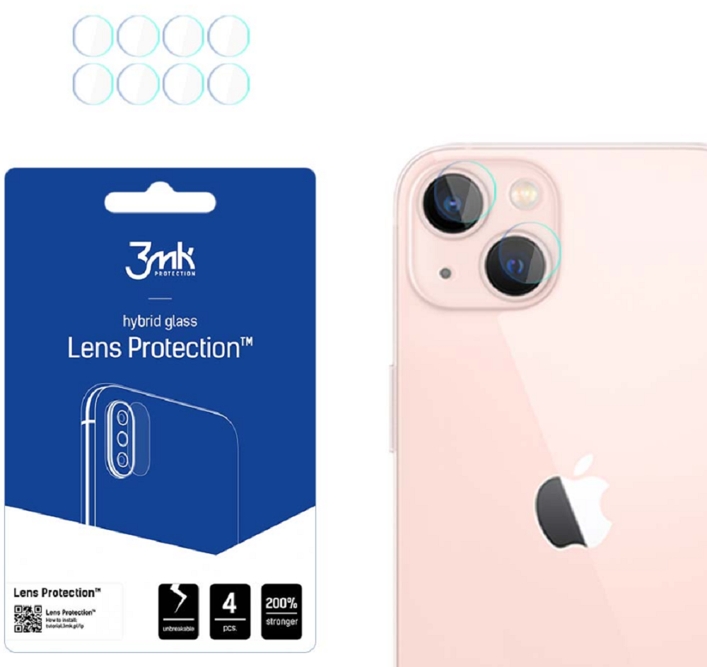 3MK Hybrid Glass Camera Protector - Αντιχαρακτικό Υβριδικό Προστατευτικό Γυαλί για Φακό Κάμερας Apple iPhone 14 Plus - 4 Τεμά