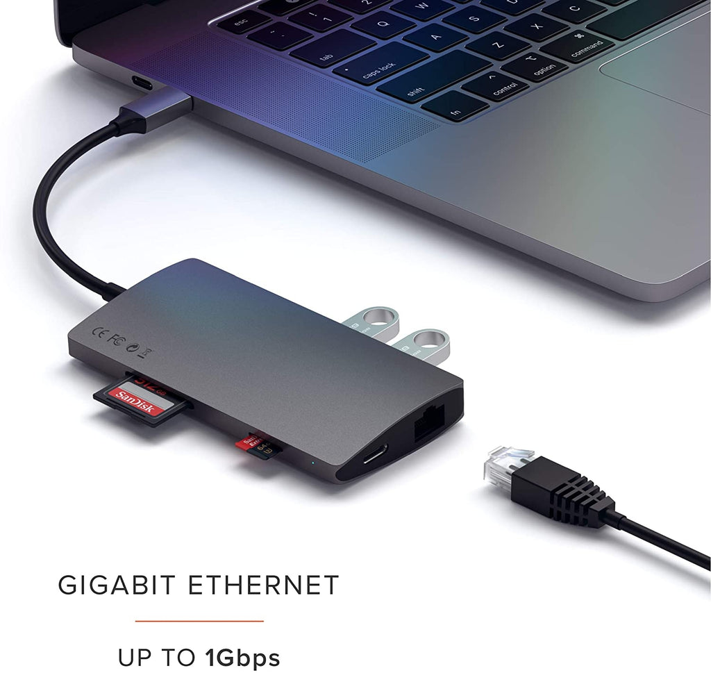 Satechi Type-C USB 4K Multiport Adapter Hub V2 - Mε 1x USB Type-C / 3x USB 3.0 / 1x HDMI / 1x Micro SD / SD / 1x Ethernet - S