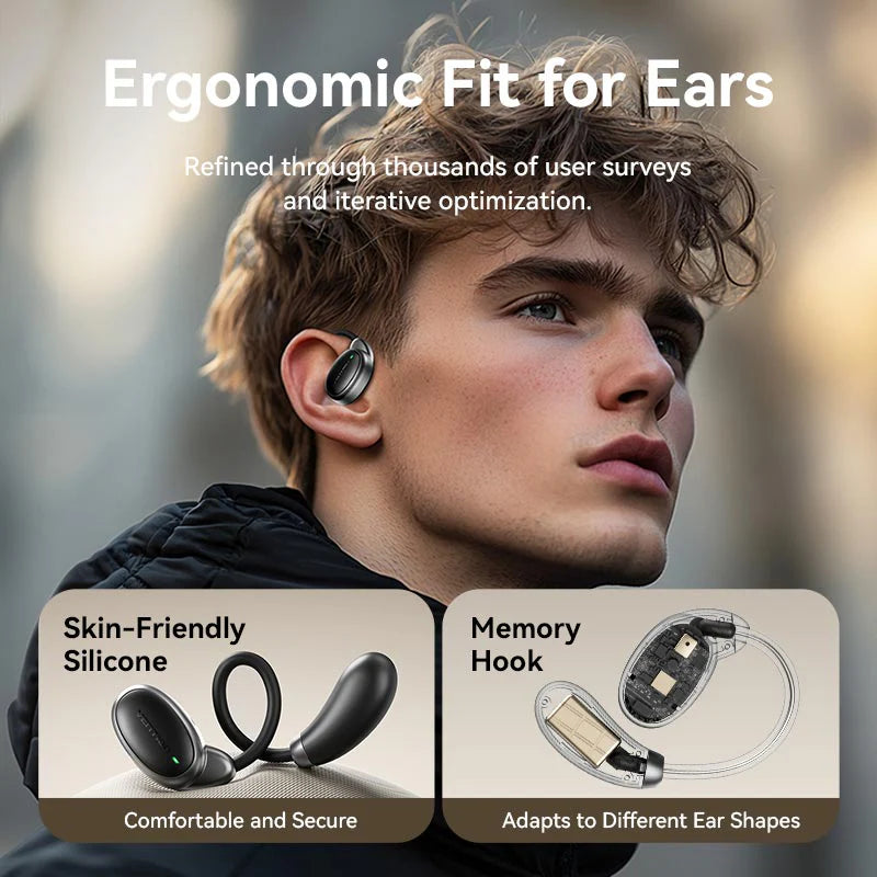 Vention OpenBeat 013 Open Ear Bluetooth Handsfree Ακουστικά με Αντοχή στον Ιδρώτα και Θήκη Φόρτισης Μαύρα NBSB0