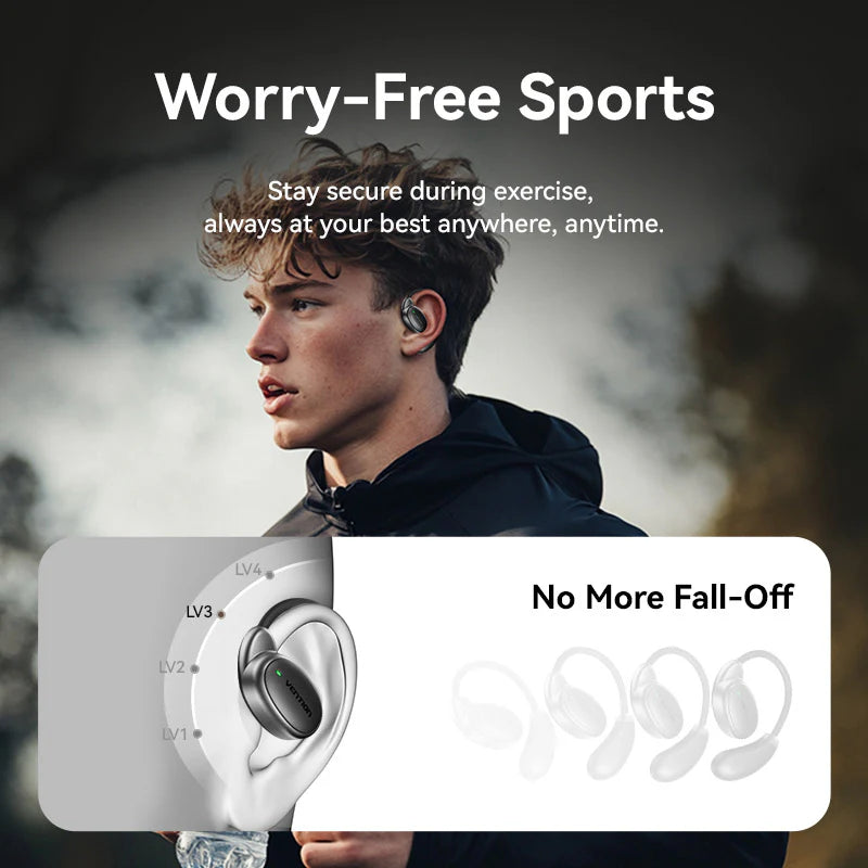 Vention OpenBeat 013 Open Ear Bluetooth Handsfree Ακουστικά με Αντοχή στον Ιδρώτα και Θήκη Φόρτισης Μαύρα NBSB0