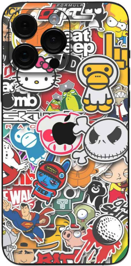 Αυτοκόλλητο Skin Προστασίας Πλάτης - Apple iPhone 15 Pro Max - Gams Premium Vinyl Skin Back Plate - Stickerbomb (GAMS-VNL-SKI