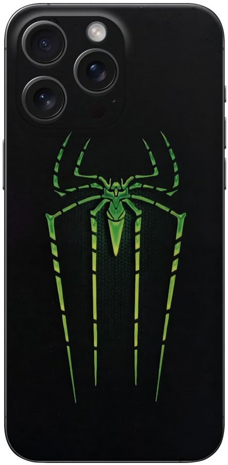 Αυτοκόλλητο Skin Προστασίας Πλάτης iPhone 15 Pro Max Gams Premium Vinyl Skin Back Plate Φωσφορίζον - Luminus Spider (GAMS-VNL