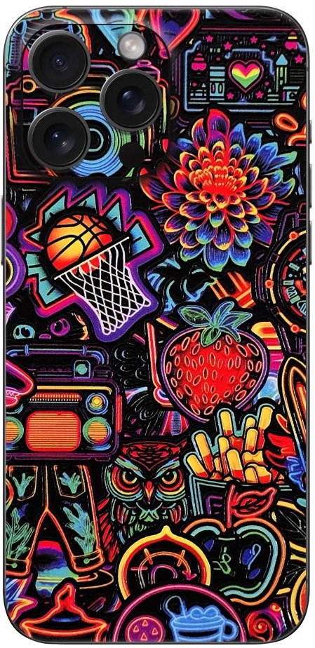 Αυτοκόλλητο Skin Προστασίας Πλάτης iPhone 16 Pro Max Gams Premium Vinyl Skin Back Plate - 3D Neon (GAMS-VNL-SKIN-3DN-001-083)