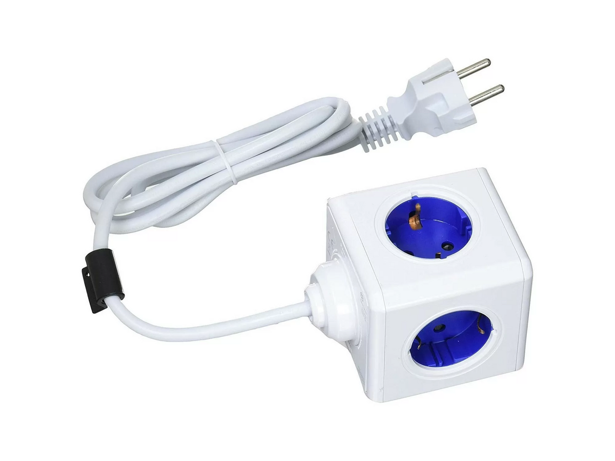Allocacoc PowerCube Extended USB - Πολύπριζο με 4 Υποδοχές 3680W & Καλώδιο 150cm - 2 x USB-A - 10.5W - Cobalt Blue - 2 Έτη Εγ