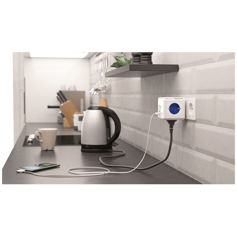 Allocacoc PowerCube Original USB - Πολύπριζο Με 4 Υποδοχές - 2 Θύρες USB - Blue - 2 Έτη Εγγύηση (1202BL/DEOUPC)