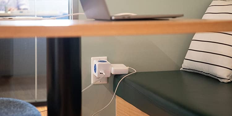 Allocacoc PowerCube Original USB - Πολύπριζο Με 4 Υποδοχές - 2 Θύρες USB - Blue - 2 Έτη Εγγύηση (1202BL/DEOUPC)
