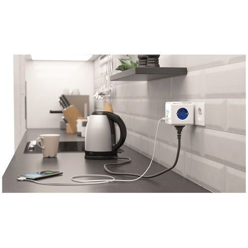 Allocacoc PowerCube Original USB - Πολύπριζο Με 4 Υποδοχές - 2 Θύρες USB - Grey - 2 Έτη Εγγύηση (1202GY/DEOUPC)
