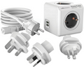 Allocacoc PowerCube Rewirable USB - Πολύπριζο με 4 Υποδοχές Type-F 2500W / 2 x USB-A 10.5W / 3 x Βύσματα US / UK / AU & 1 x Κ