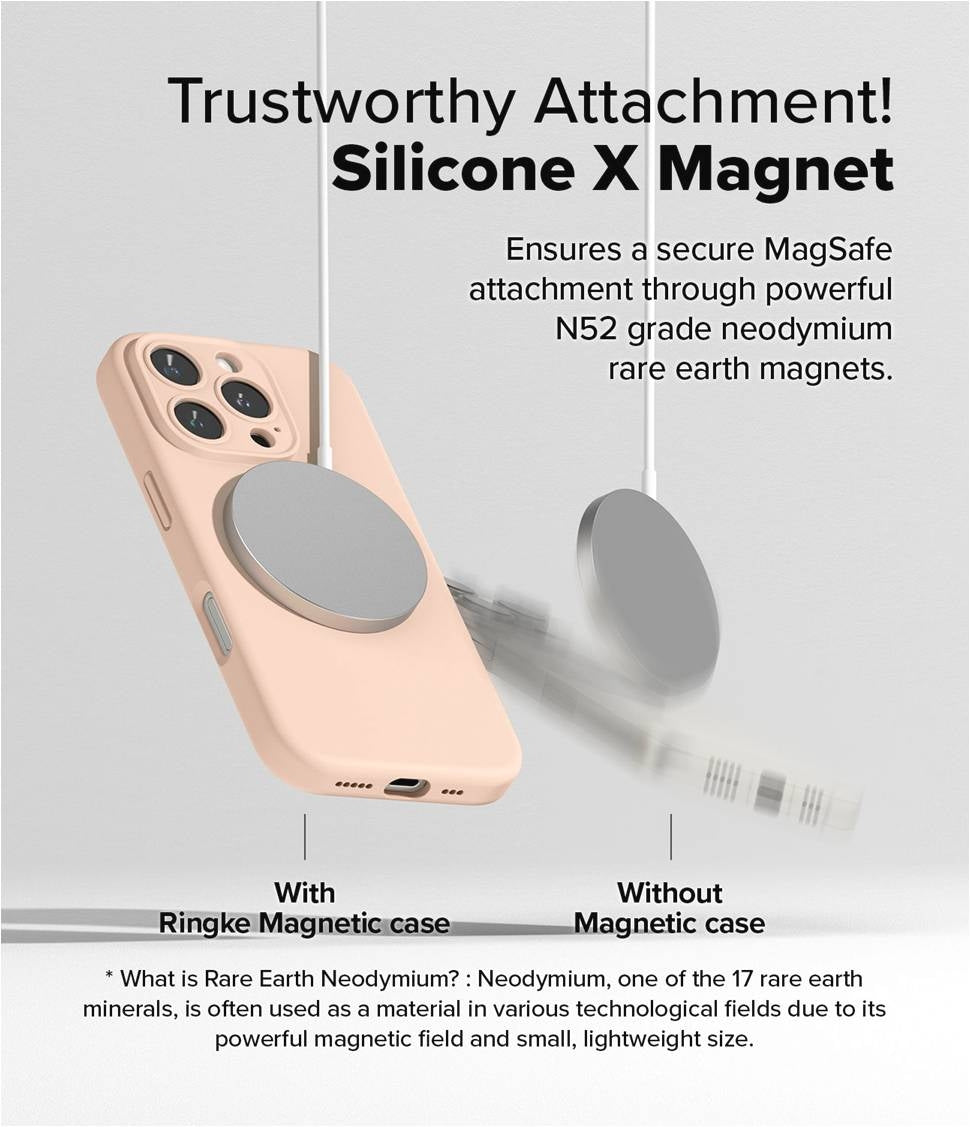 Ανθεκτική MagSafe Θήκη Σιλικόνης - Apple iPhone 16 Pro - Ringke Silicone Magnetic - Pink Sand (8809961789960)