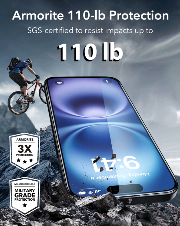 Αντιχαρακτικό Γυαλί Προστασίας Apple iPhone 16 - ESR Armorite Ultra Tempered Glass FullFace Οθόνης - Black (4894240236031)