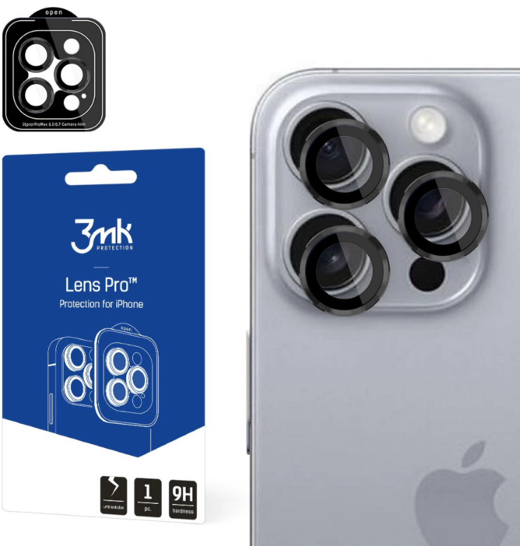 Αντιχαρακτικό Γυαλί Προστασίας Apple iPhone 16 Pro / 16 Pro Max - 3MK Lens Protection Pro για Φακό Κάμερας - Black (590310858