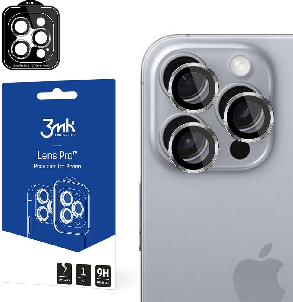 Αντιχαρακτικό Γυαλί Προστασίας Apple iPhone 16 Pro / 16 Pro Max - 3MK Lens Protection Pro για Φακό Κάμερας - Titanium Silver 