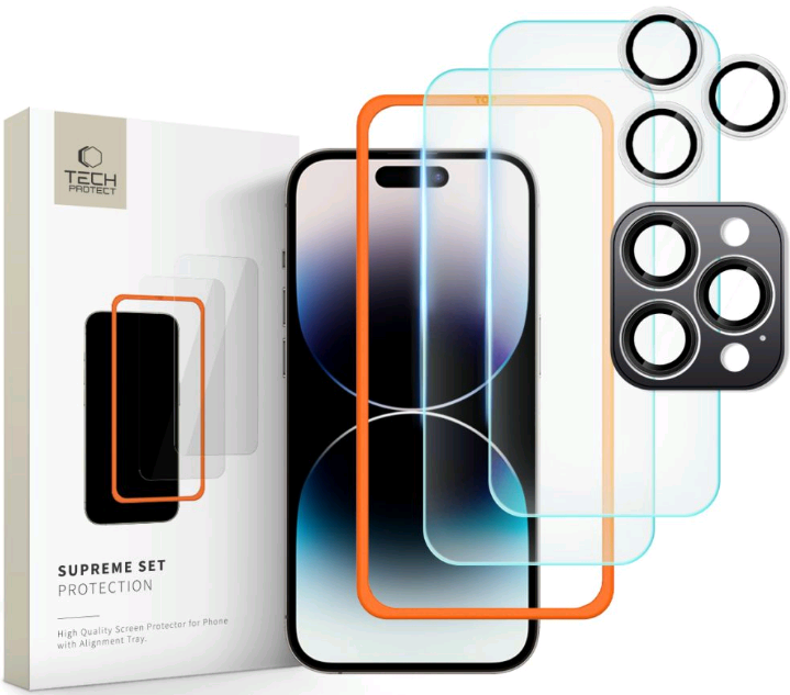 Αντιχαρακτικό Γυαλί Προστασίας Apple iPhone 16 Pro Max - Tech-Protect Supreme Set με 2 x Tempered Glass Οθόνης και 1 x Κάμερα