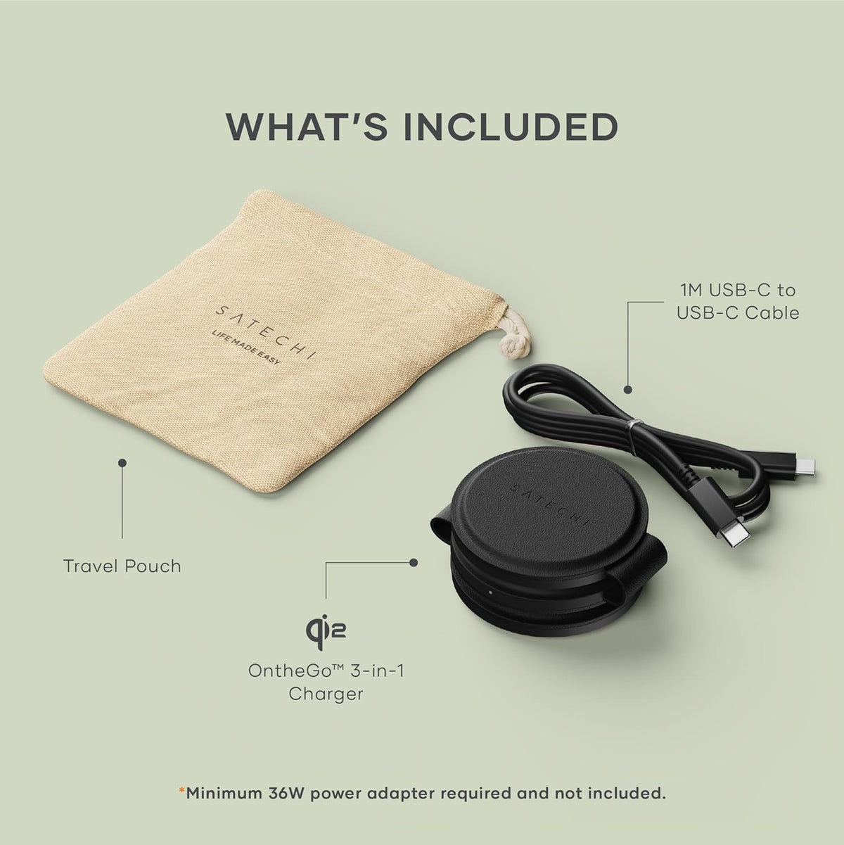 Ασύρματος Φορτιστής Satechi OntheGo 3 in 1 Charger Μαγνητική Βάση MagSafe / Qi2 για iPhone 15W / AirPods 5W / Apple Watch 5W 