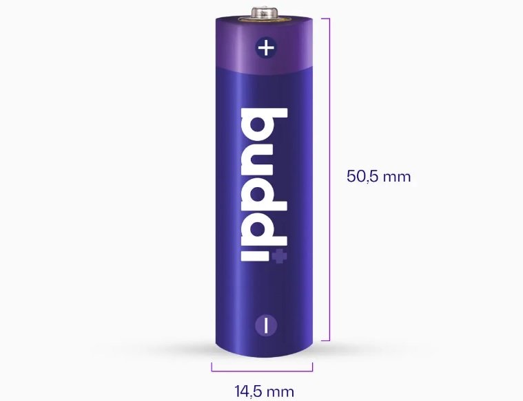 Μπαταρίες Buddi Επαναφορτιζόμενες AA Ni-MH 2.800mAh 1.2V 4 Τεμάχια - Purple (8719246466786)