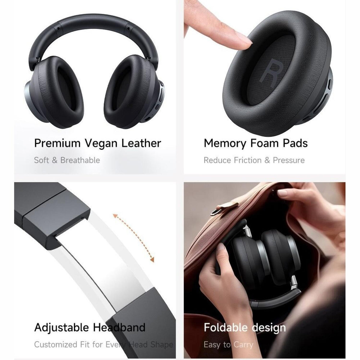 Bluetooth Ακουστικά Mcdodo T03 Ασύρματα Κεφαλής με Τεχνολογία ANC Ακύρωσης Θορύβου - Black (HP-5820)