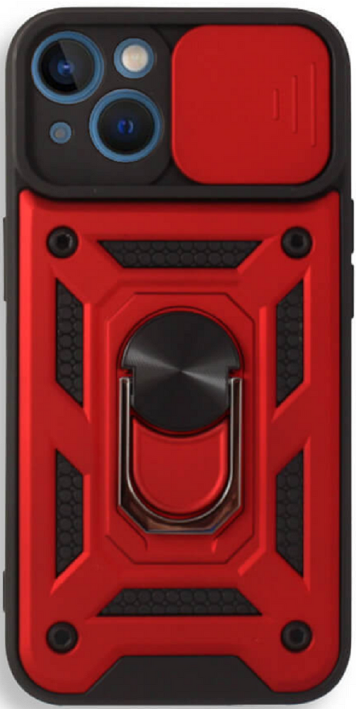 Bodycell Armor Slide - Ανθεκτική Θήκη Apple iPhone 13 mini με Κάλυμμα για την Κάμερα & Μεταλλικό Ring Holder - Red (520601500