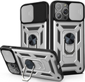 Bodycell Armor Slide - Ανθεκτική Θήκη Apple iPhone 13 Pro με Κάλυμμα για την Κάμερα & Μεταλλικό Ring Holder - Silver (5206015