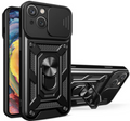 Bodycell Armor Slide - Ανθεκτική Θήκη Apple iPhone 14 με Κάλυμμα για την Κάμερα & Μεταλλικό Ring Holder - Black (520601501385