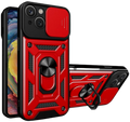 Bodycell Armor Slide - Ανθεκτική Θήκη Apple iPhone 14 με Κάλυμμα για την Κάμερα & Μεταλλικό Ring Holder - Red (5206015013867)