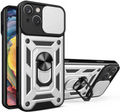 Bodycell Armor Slide - Ανθεκτική Θήκη Apple iPhone 14 με Κάλυμμα για την Κάμερα & Μεταλλικό Ring Holder - Silver (52060150255