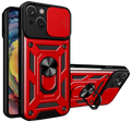 Bodycell Armor Slide - Ανθεκτική Θήκη Apple iPhone 14 Plus με Κάλυμμα για την Κάμερα & Μεταλλικό Ring Holder - Red (520601501