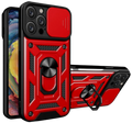 Bodycell Armor Slide - Ανθεκτική Θήκη Apple iPhone 14 Pro με Κάλυμμα για την Κάμερα & Μεταλλικό Ring Holder - Red (5206015013