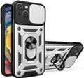 Bodycell Armor Slide - Ανθεκτική Θήκη Apple iPhone 15 με Κάλυμμα για την Κάμερα & Μεταλλικό Ring Holder - Silver (52060150172