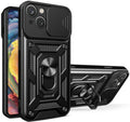 Bodycell Armor Slide - Ανθεκτική Θήκη Apple iPhone 15 Plus με Κάλυμμα για την Κάμερα & Μεταλλικό Ring Holder - Black (5206015