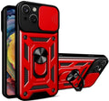 Bodycell Armor Slide - Ανθεκτική Θήκη Apple iPhone 15 Plus με Κάλυμμα για την Κάμερα & Μεταλλικό Ring Holder - Red (520601507
