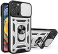 Θήκη Apple iPhone 15 Pro Max - Bodycell Armor Slide Ανθεκτική με Κάλυμμα για την Κάμερα & Μεταλλικό Ring Holder - Silver (520