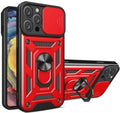 Bodycell Armor Slide - Ανθεκτική Θήκη Apple iPhone 15 Pro με Κάλυμμα για την Κάμερα & Μεταλλικό Ring Holder - Red (5206015072