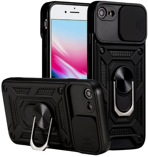 Bodycell Armor Slide - Ανθεκτική Θήκη Apple iPhone SE 2022 / 2020 / 8 / 7 με Κάλυμμα για την Κάμερα & Μεταλλικό Ring Holder -
