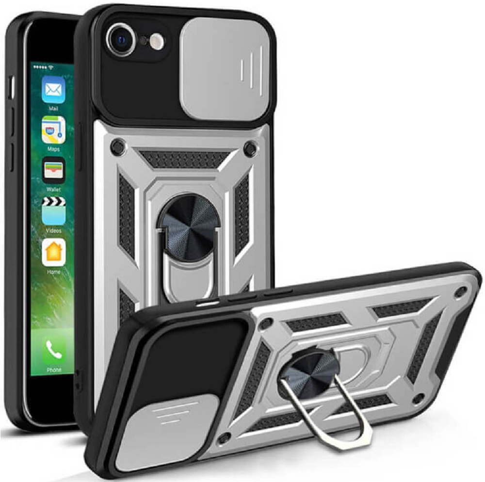 Bodycell Armor Slide - Ανθεκτική Θήκη Apple iPhone SE 2022 / 2020 / 8 / 7 με Κάλυμμα για την Κάμερα & Μεταλλικό Ring Holder -