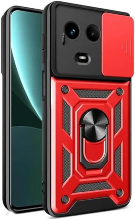 Bodycell Armor Slide - Ανθεκτική Θήκη Realme 11 5G / 11x με Κάλυμμα για την Κάμερα & Μεταλλικό Ring Holder - Red (52060150726