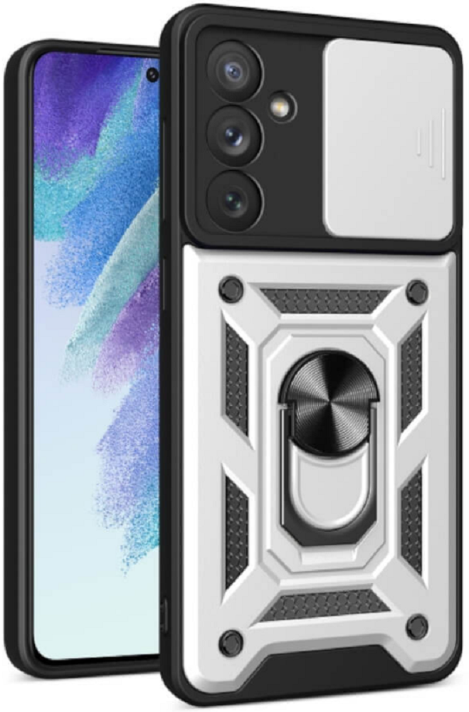 Bodycell Armor Slide - Ανθεκτική Θήκη Samsung Galaxy A14 με Κάλυμμα για την Κάμερα & Μεταλλικό Ring Holder - Silver (52060150