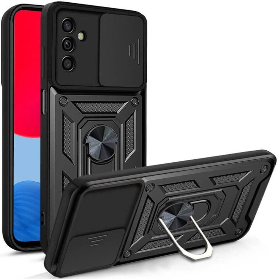 Bodycell Armor Slide - Ανθεκτική Θήκη Samsung Galaxy A25 με Κάλυμμα για την Κάμερα & Μεταλλικό Ring Holder - Black (520601507