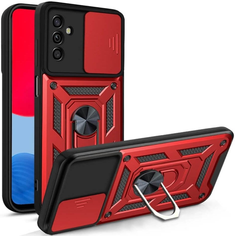 Bodycell Armor Slide - Ανθεκτική Θήκη Samsung Galaxy A25 με Κάλυμμα για την Κάμερα & Μεταλλικό Ring Holder - Red (52060150723