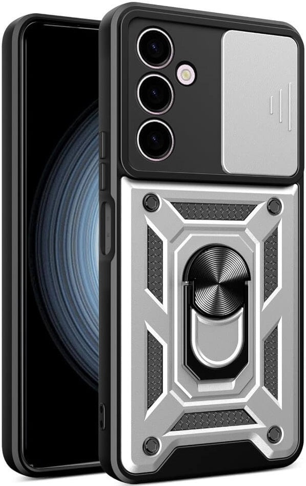 Bodycell Armor Slide - Ανθεκτική Θήκη Samsung Galaxy A25 με Κάλυμμα για την Κάμερα & Μεταλλικό Ring Holder - Silver (52060150