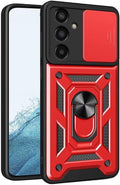 Bodycell Armor Slide - Ανθεκτική Θήκη Samsung Galaxy S23 FE με Κάλυμμα για την Κάμερα & Μεταλλικό Ring Holder - Red (52060150