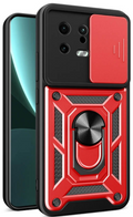 Bodycell Armor Slide - Ανθεκτική Θήκη Xiaomi 13 με Κάλυμμα για την Κάμερα & Μεταλλικό Ring Holder - Red (5206015011481)