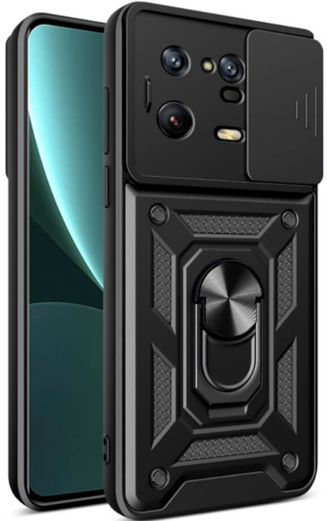 Bodycell Armor Slide - Ανθεκτική Θήκη Xiaomi 13 Pro με Κάλυμμα για την Κάμερα & Μεταλλικό Ring Holder - Black (5206015011504)
