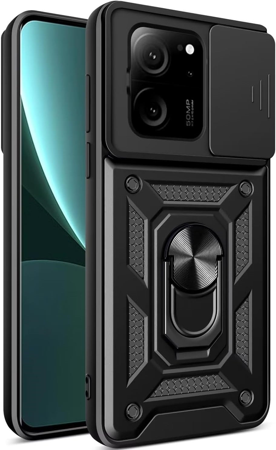 Bodycell Armor Slide - Ανθεκτική Θήκη Xiaomi 13T / 13T Pro με Κάλυμμα για την Κάμερα & Μεταλλικό Ring Holder - Black (5206015