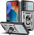 Bodycell Armor Slide - Ανθεκτική Θήκη Xiaomi Redmi Note 12 Pro Plus με Κάλυμμα για την Κάμερα & Μεταλλικό Ring Holder - Silve