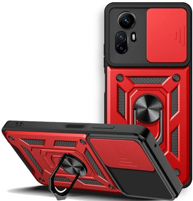 Bodycell Armor Slide - Ανθεκτική Θήκη Xiaomi Redmi Note 12S με Κάλυμμα για την Κάμερα & Μεταλλικό Ring Holder - Red (52060150