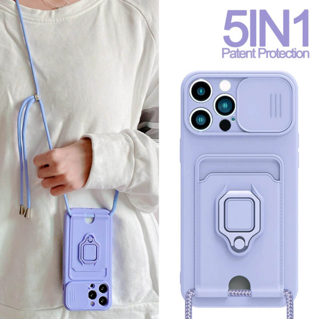 Bodycell Multifunction - Ανθεκτική Θήκη Apple iPhone 14 Pro με Λουράκι Λαιμού / Κάλυμμα Κάμερας / Ring Holder / Υποδοχή Κάρτα